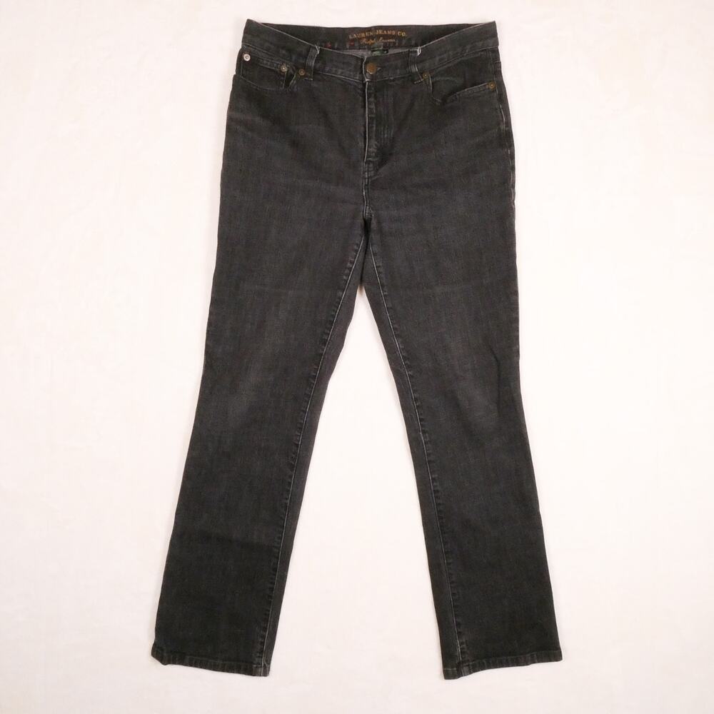 Ralph Lauren Jeans Co Black Straight Leg Jeans Size 8P Faded Denim Y2K Black Tag